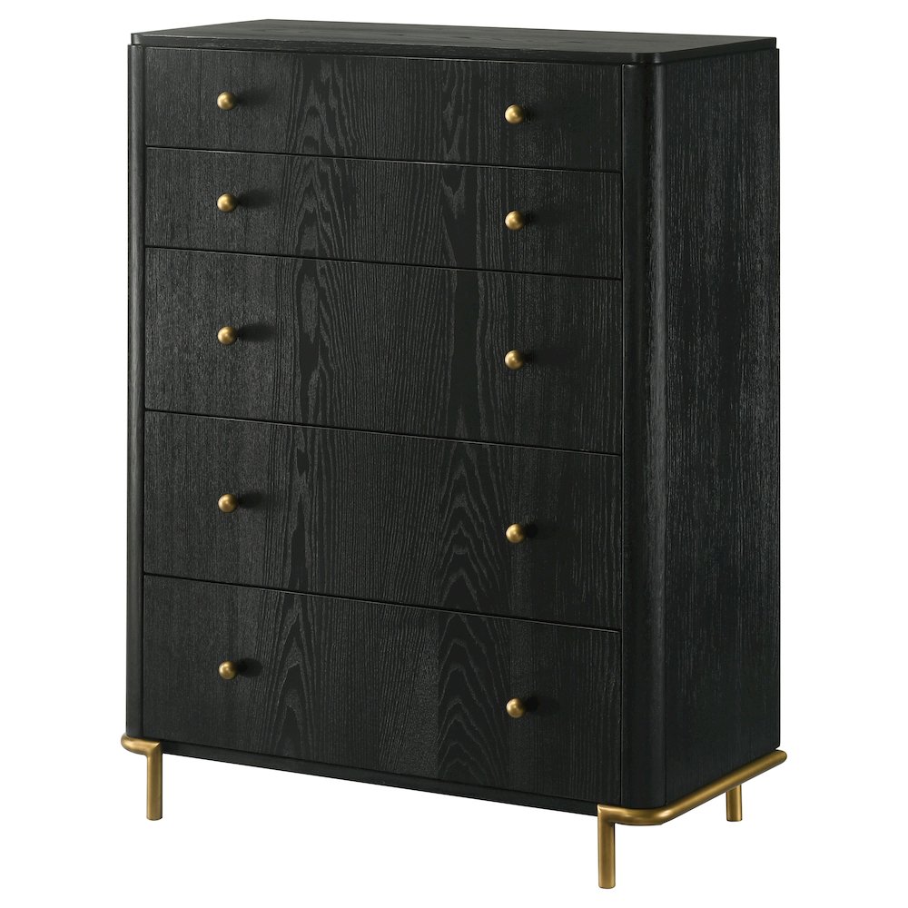 Arini 5-drawer Bedroom Chest Black. Picture 4