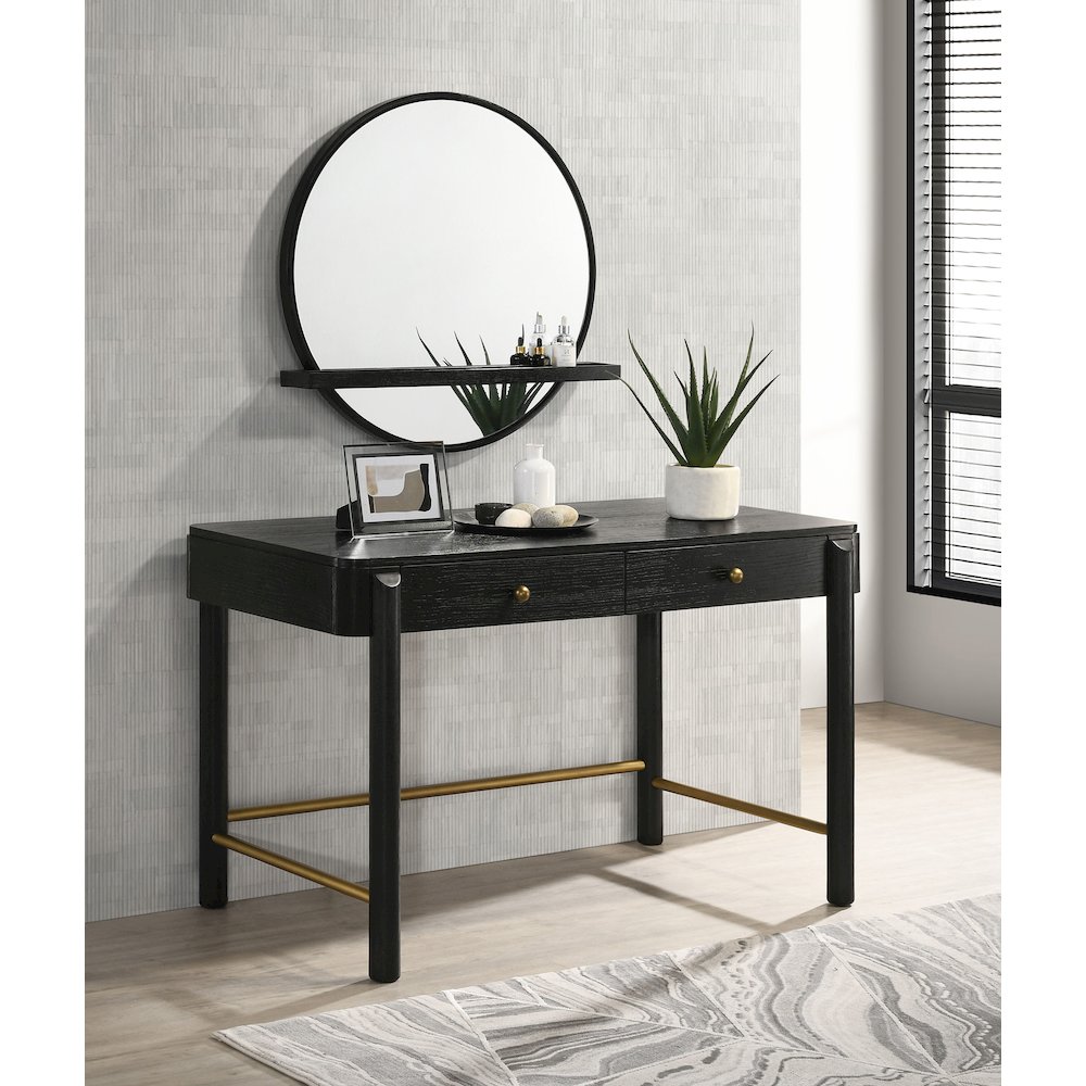 Arini 2-drawer Vanity Desk Makeup Table Black. Picture 13