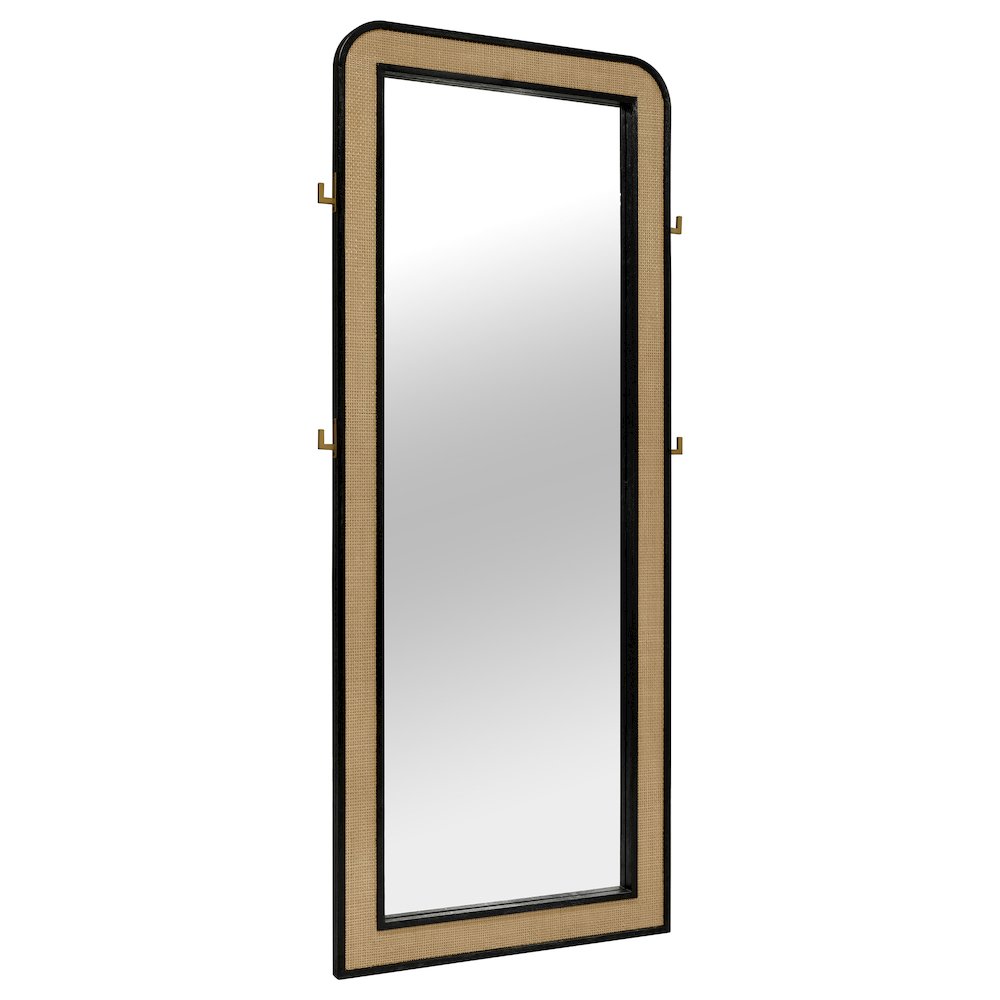Arini Cane Weave Full Length Standing Floor Mirror Black. Picture 1