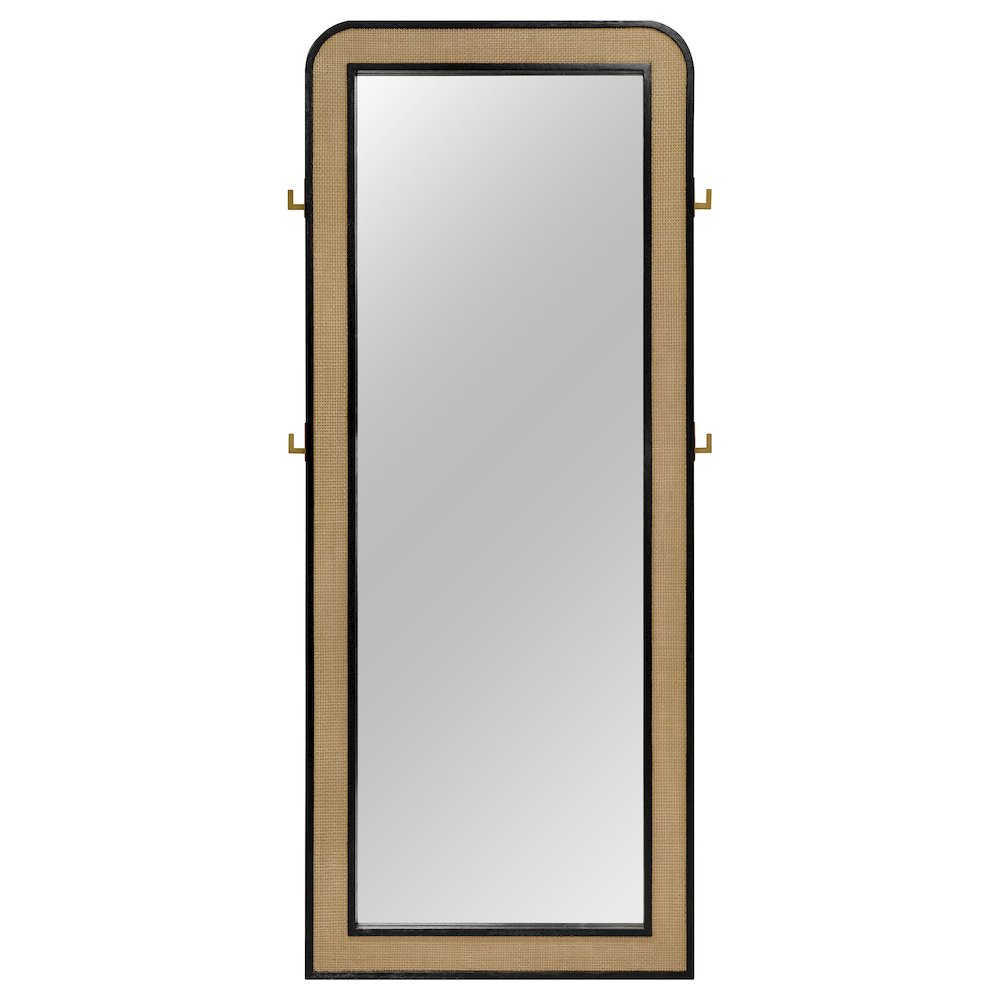 Arini Cane Weave Full Length Standing Floor Mirror Black. Picture 3