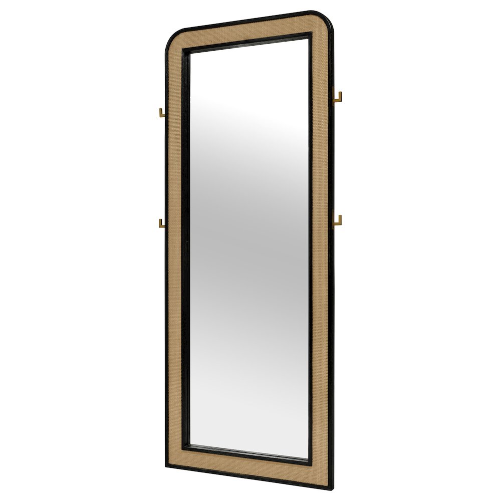 Arini Cane Weave Full Length Standing Floor Mirror Black. Picture 4