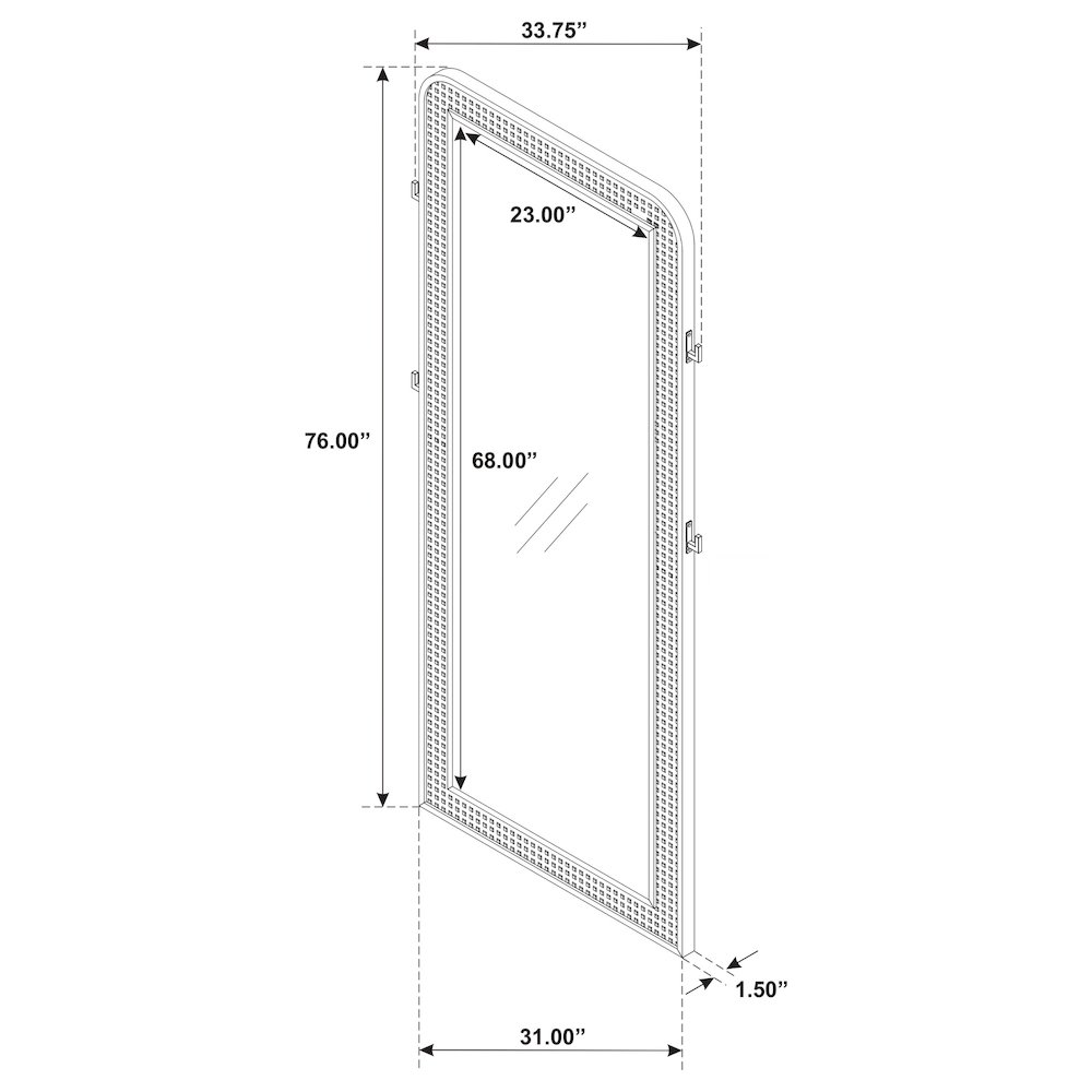 Arini Cane Weave Full Length Standing Floor Mirror Black. Picture 11