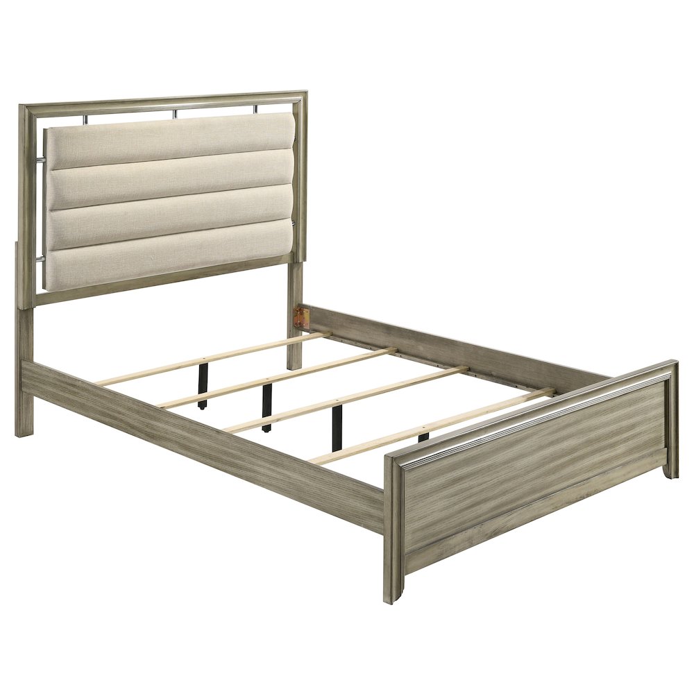 Giselle Wood California King Panel Bed Rustic Beige. Picture 1