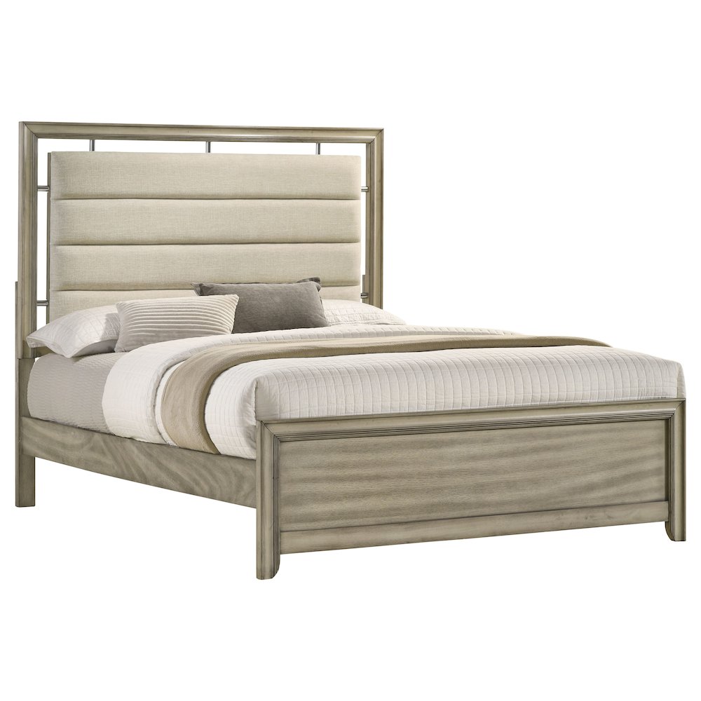 Giselle Wood California King Panel Bed Rustic Beige. Picture 2
