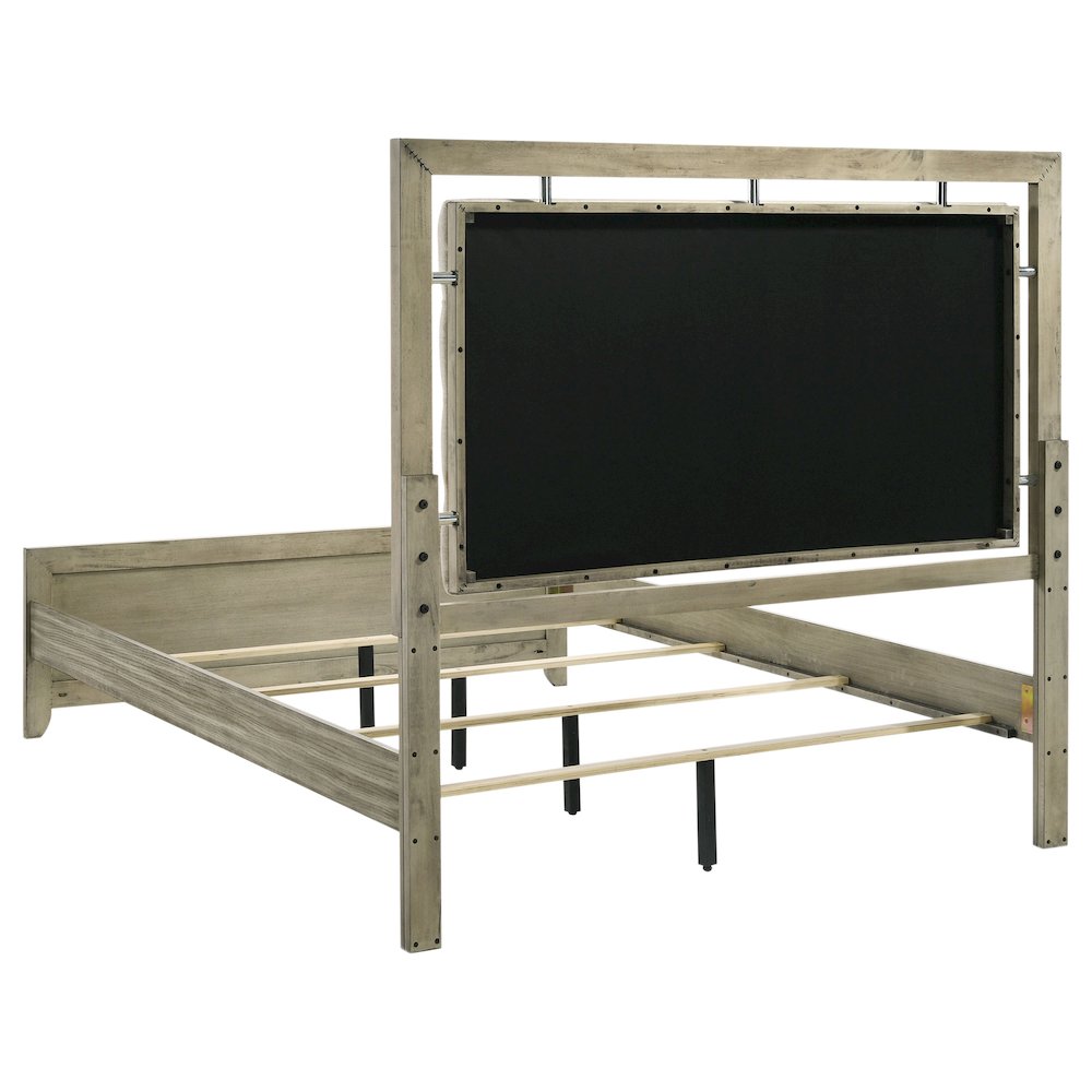 Giselle Wood California King Panel Bed Rustic Beige. Picture 3