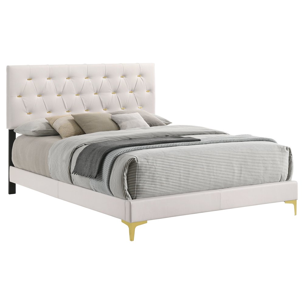 Kendall Upholstered Eastern King Panel Bed White. Picture 4