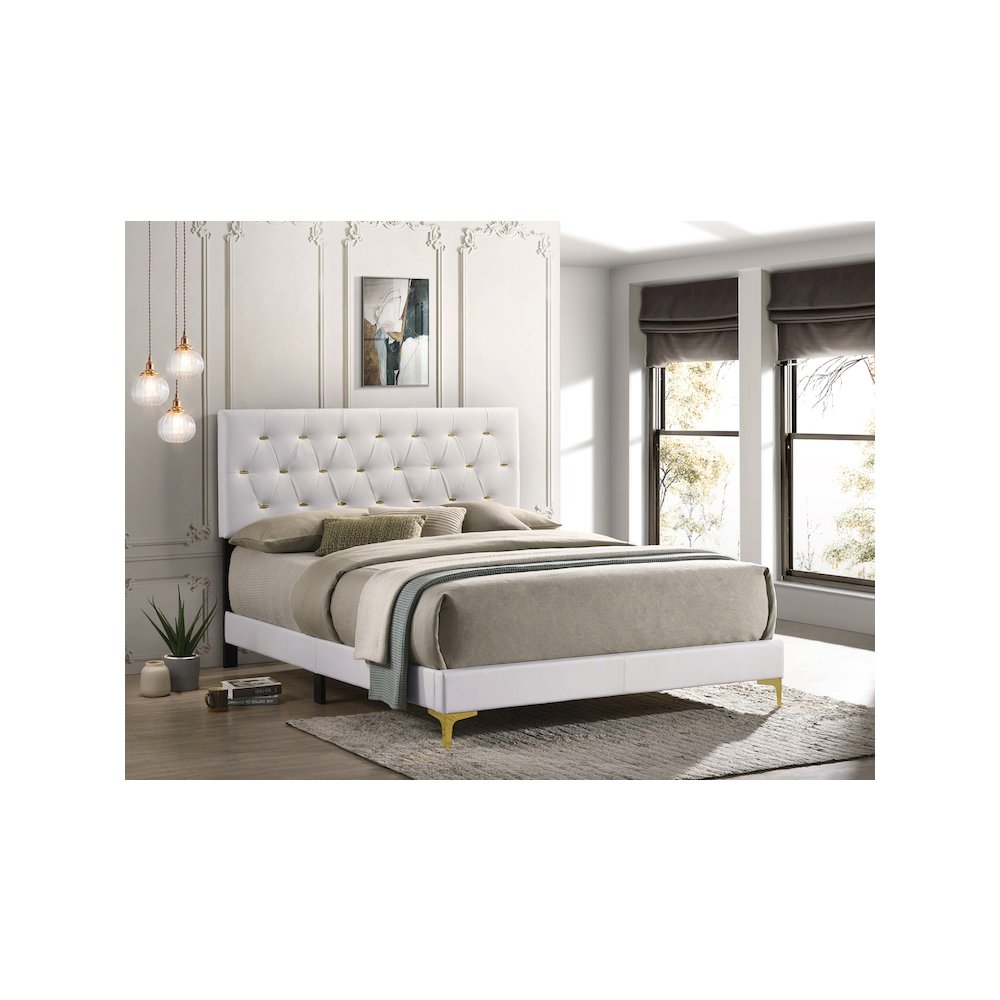 Kendall Upholstered Queen Panel Bed White. Picture 5