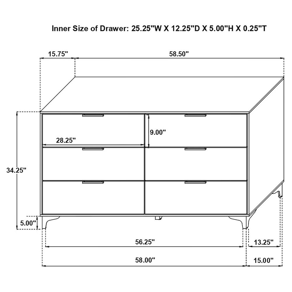 Kendall 6-drawer Dresser White. Picture 12
