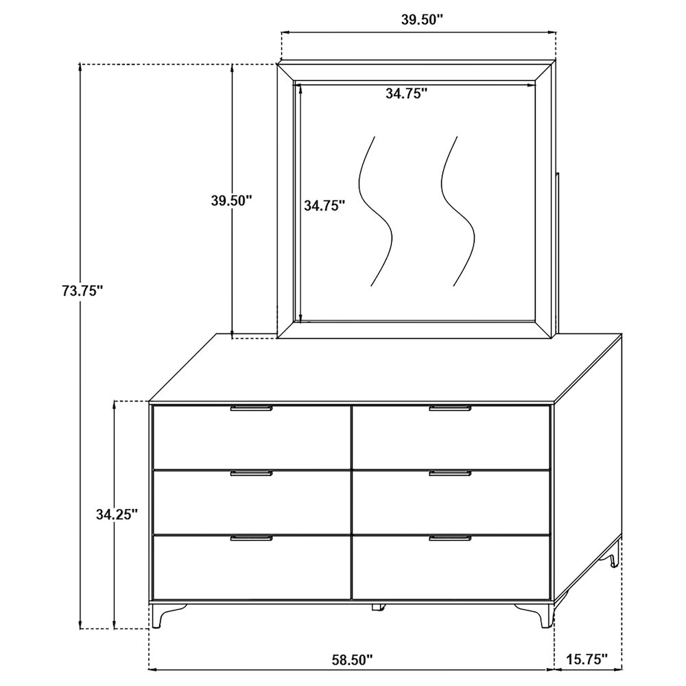 Kendall 6-drawer Dresser with Mirror White. Picture 13