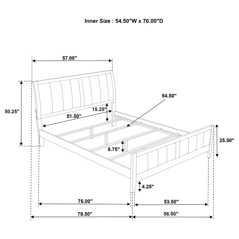 Wilkes 51-inch Upholstered Full Bed Dark Cocoa. Picture 11