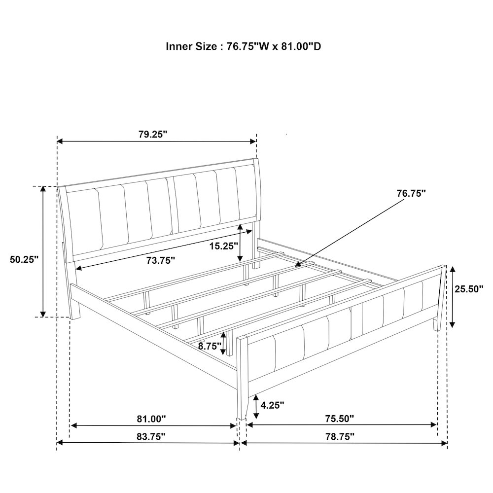 Wilkes 51-inch Upholstered Eastern King Bed Dark Cocoa. Picture 11