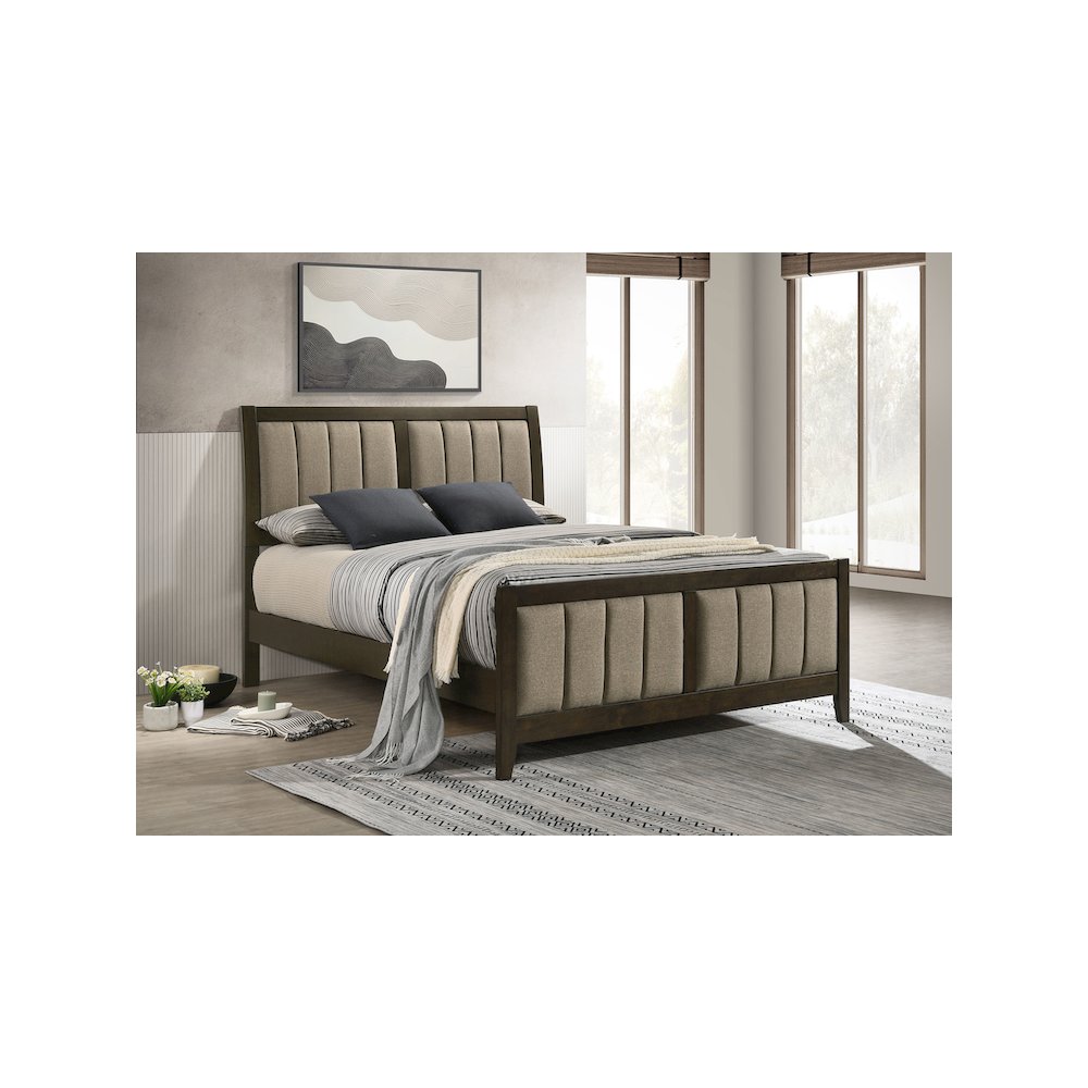 Wilkes 51-inch Upholstered Queen Bed Dark Cocoa. Picture 5
