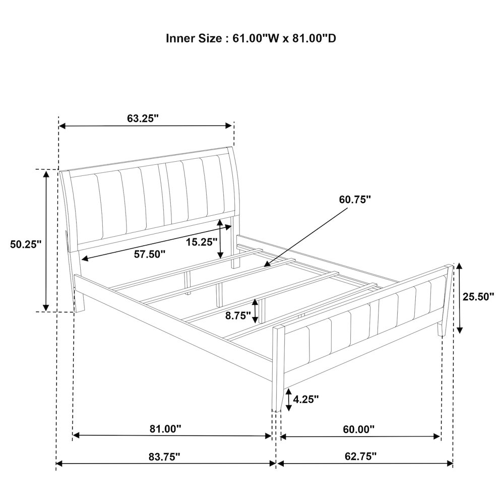 Wilkes 51-inch Upholstered Queen Bed Dark Cocoa. Picture 9