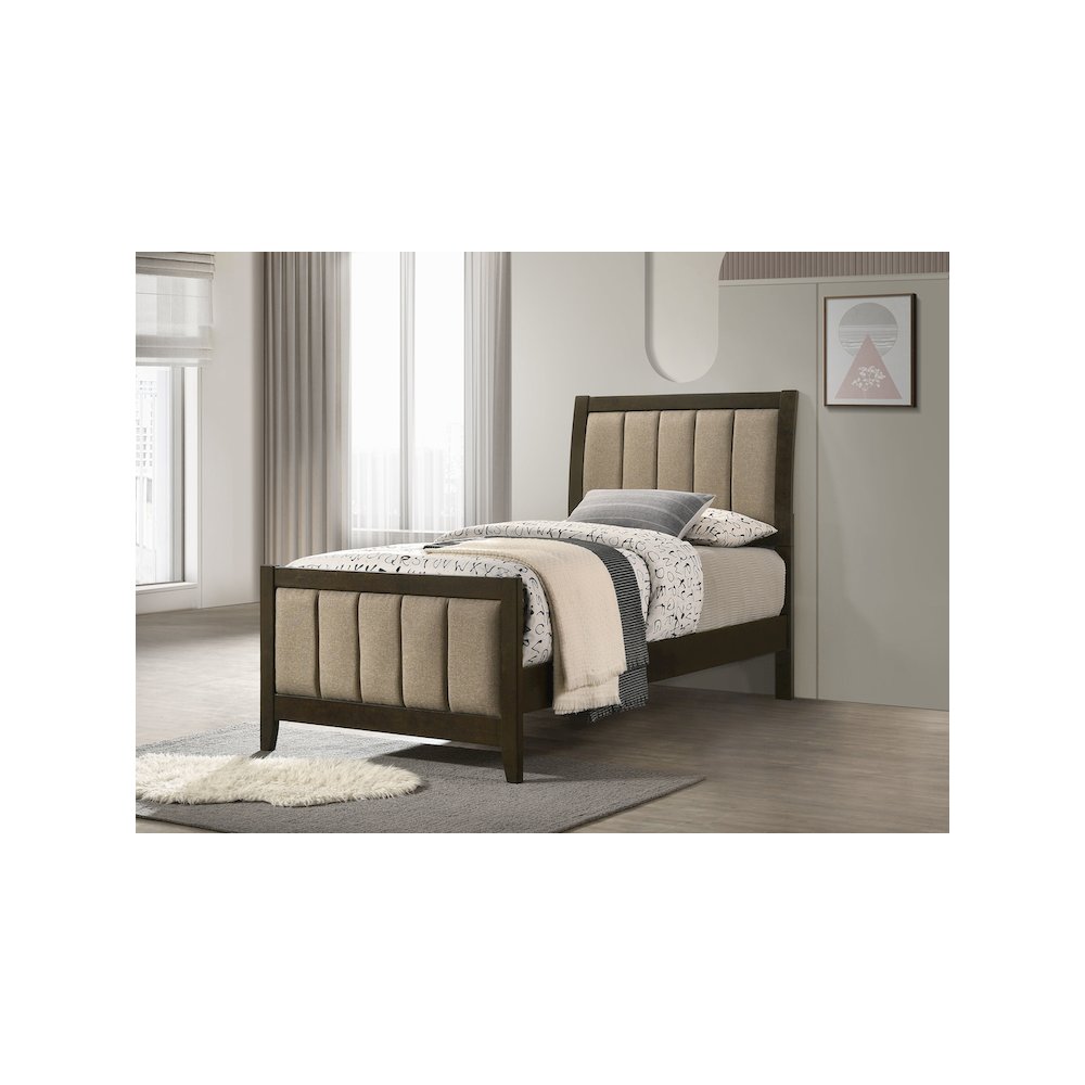 Wilkes 51-inch Upholstered Twin Bed Dark Cocoa. Picture 5