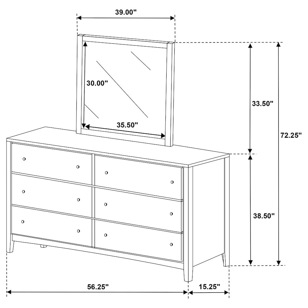 Wilkes 6-drawer Dresser and Mirror Dark Cocoa. Picture 15