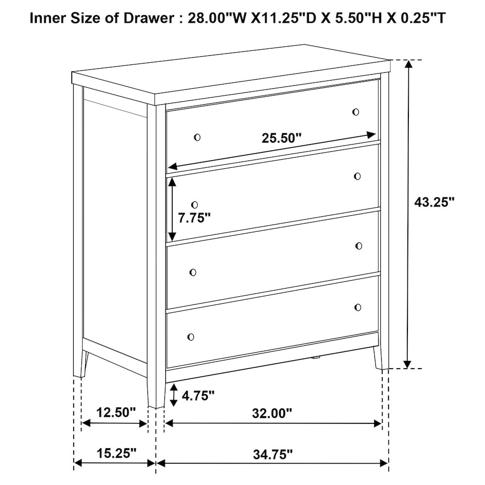 Wilkes 4-drawer Chest of Drawers Dark Cocoa. Picture 14