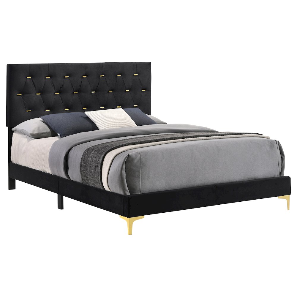 Kendall Upholstered Eastern King Panel Bed Black. Picture 3
