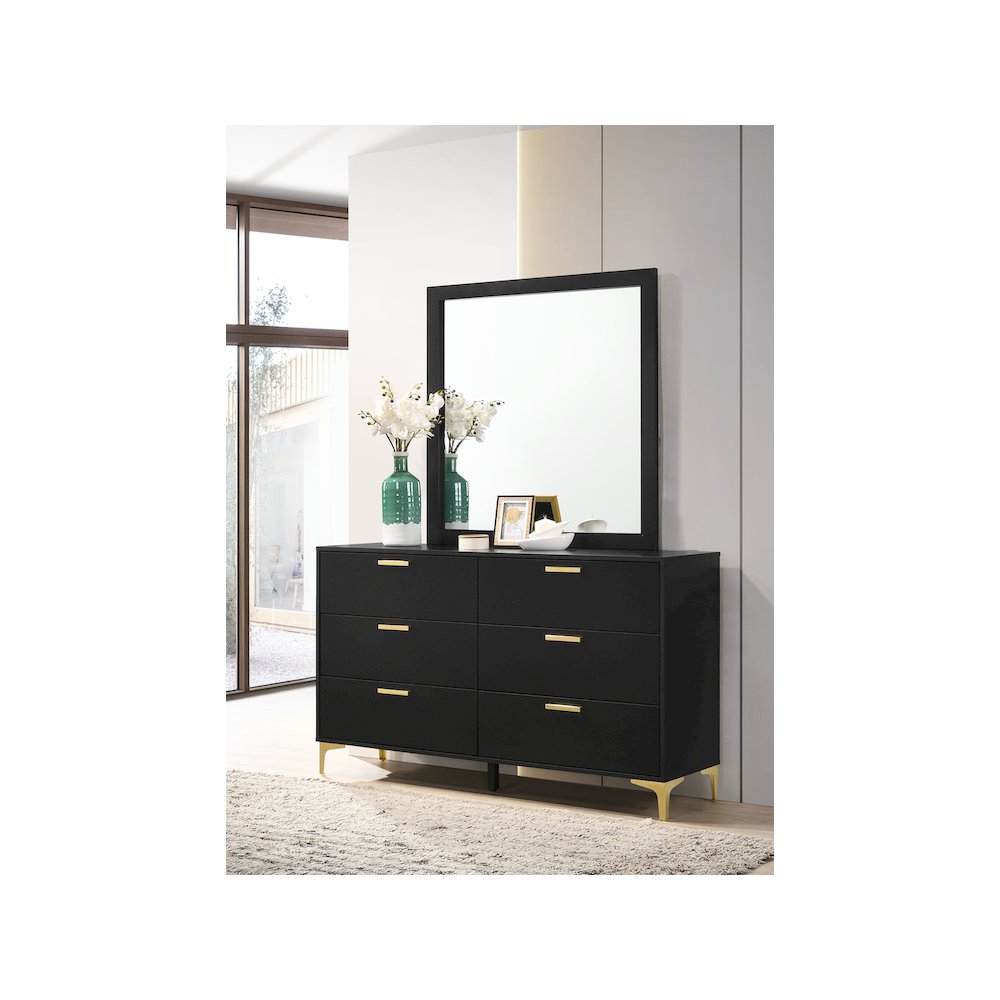 Kendall 6-drawer Dresser with Mirror Black. Picture 10