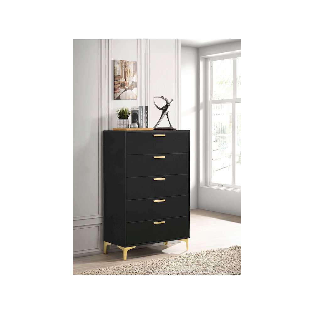 Kendall 5-drawer Bedroom Chest Black. Picture 7