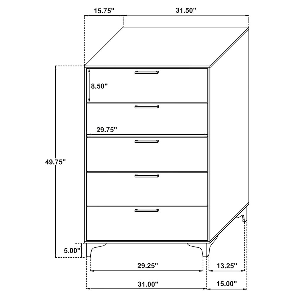 Kendall 5-drawer Bedroom Chest Black. Picture 11