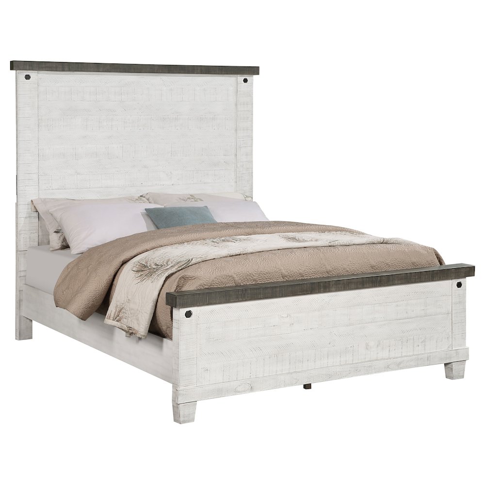 Lilith Wood Queen Panel Bed Distressed White. Picture 3