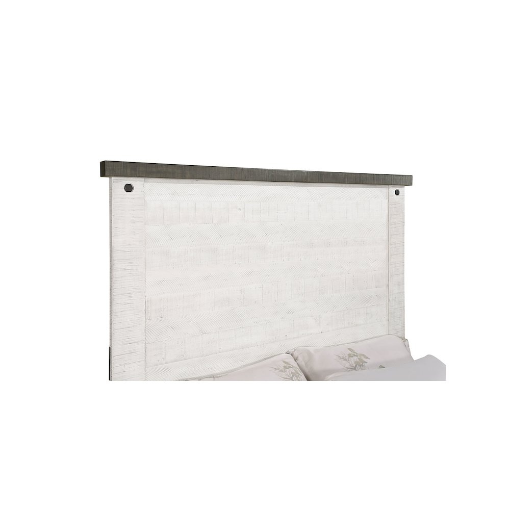 Lilith Wood Queen Panel Bed Distressed White. Picture 8
