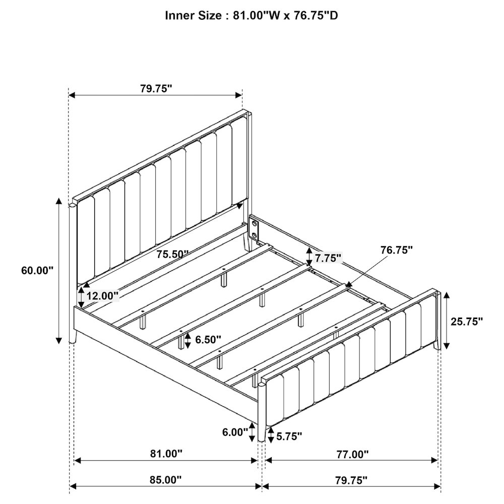 Brookmead 4-piece Upholstered Eastern King Bedroom Set Black. Picture 16