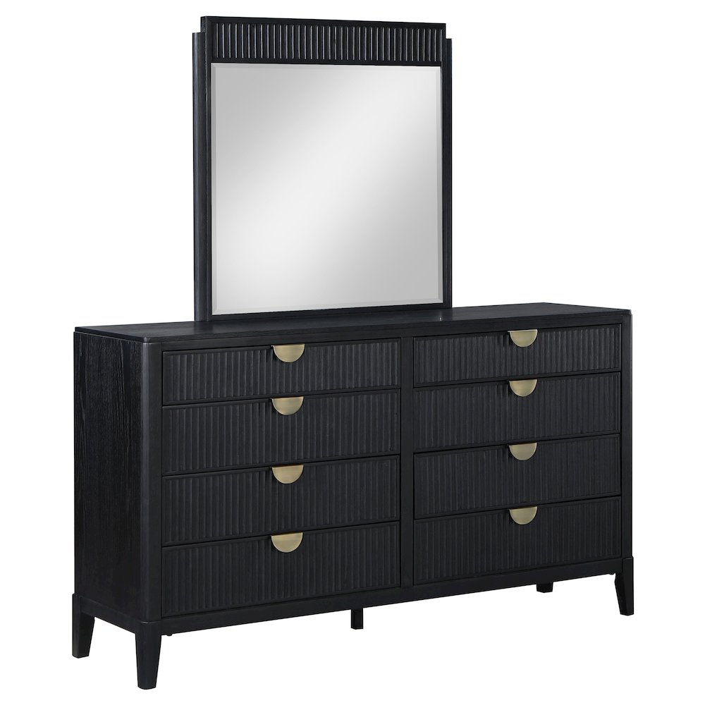 Brookmead 8-drawer Dresser with Mirror Black. Picture 1