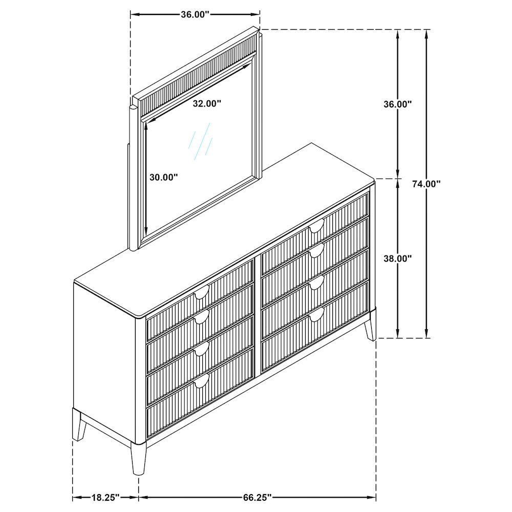 Brookmead 8-drawer Dresser with Mirror Black. Picture 14