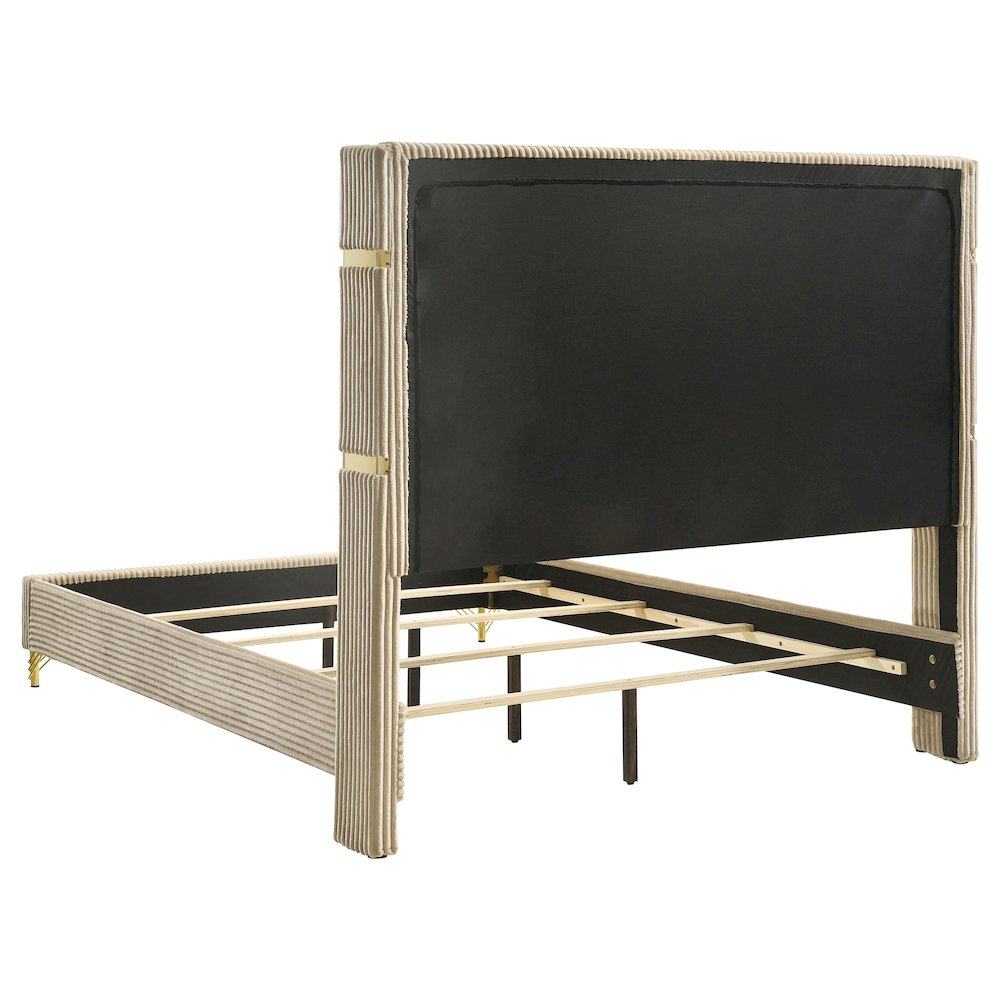 Lucia 61-inch Upholstered Eastern King Wingback Bed Beige. Picture 4