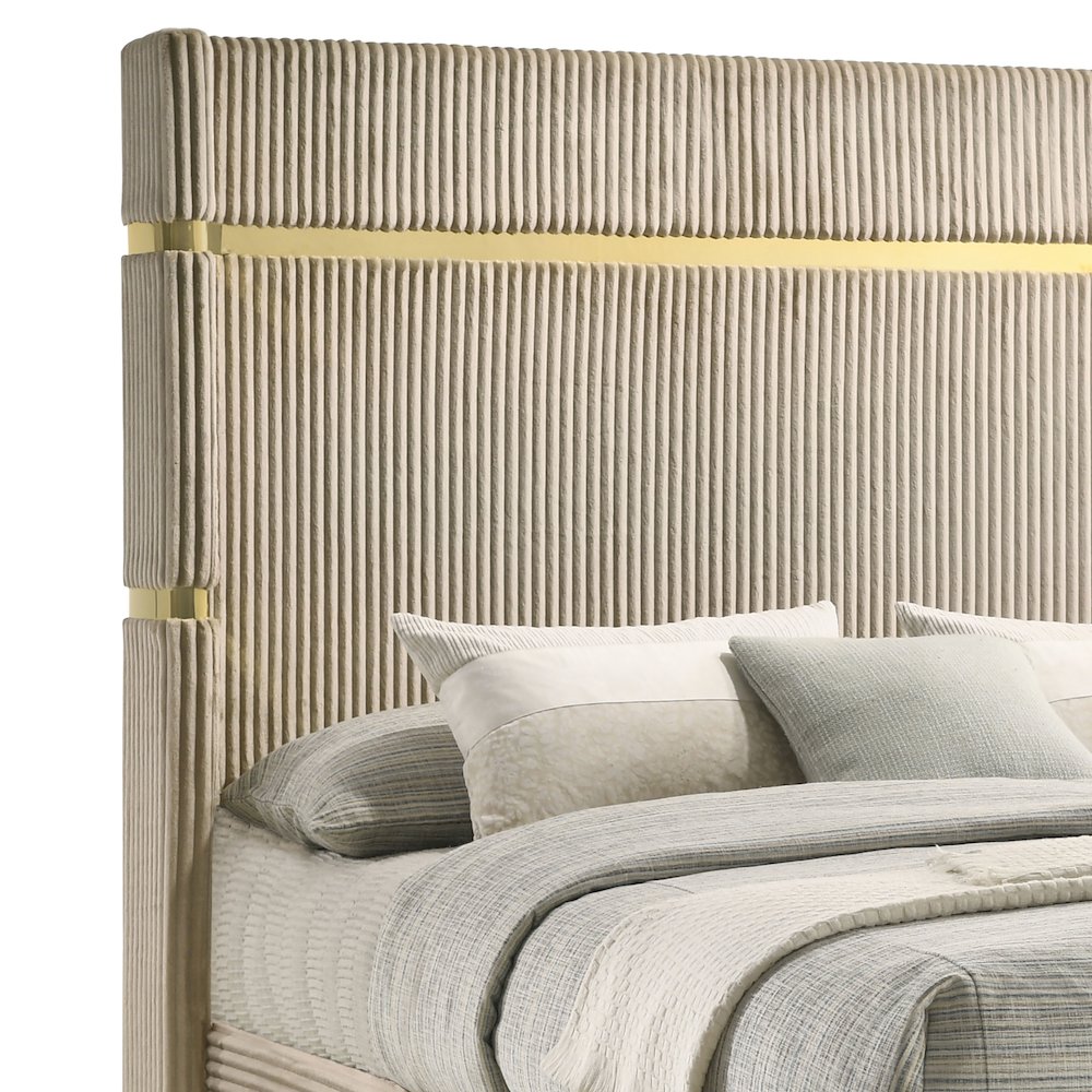 Lucia 61-inch Upholstered Eastern King Wingback Bed Beige. Picture 8
