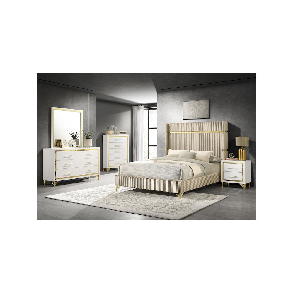 Lucia 61-inch Upholstered Queen Wingback Bed Beige. Picture 7