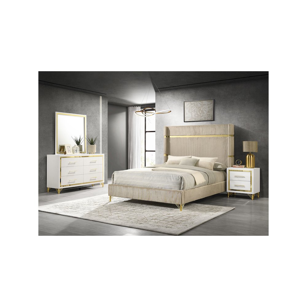 Lucia 4-piece Queen Bedroom Set Beige and White. Picture 1