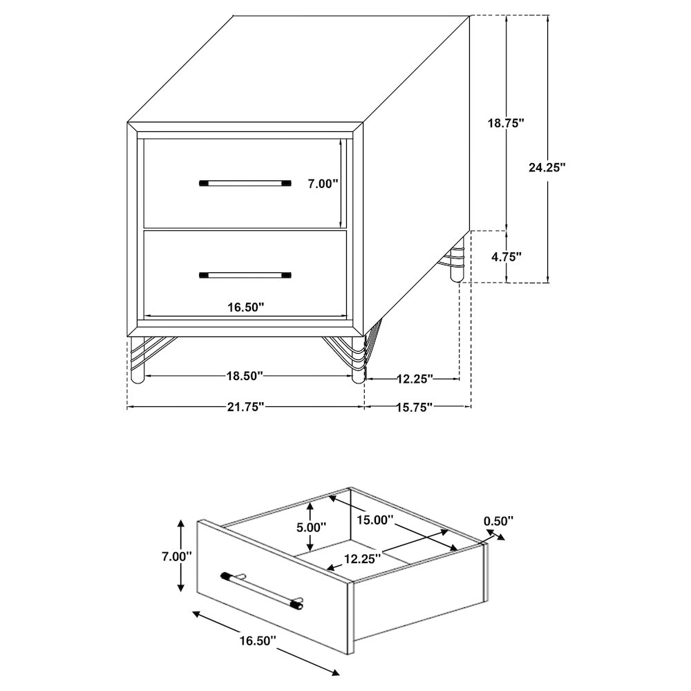 Lucia 2-drawer Nightstand Bedside Table White. Picture 15