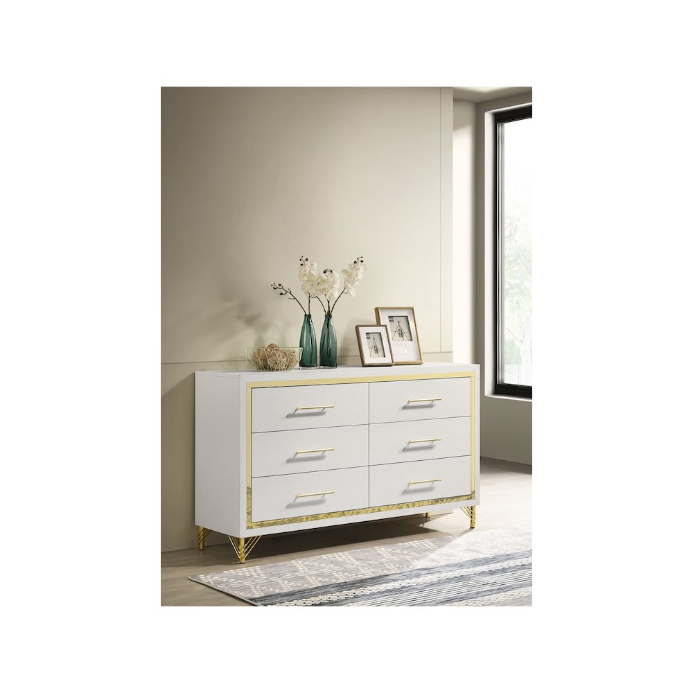 Lucia 6-drawer Dresser Cabinet White. Picture 10