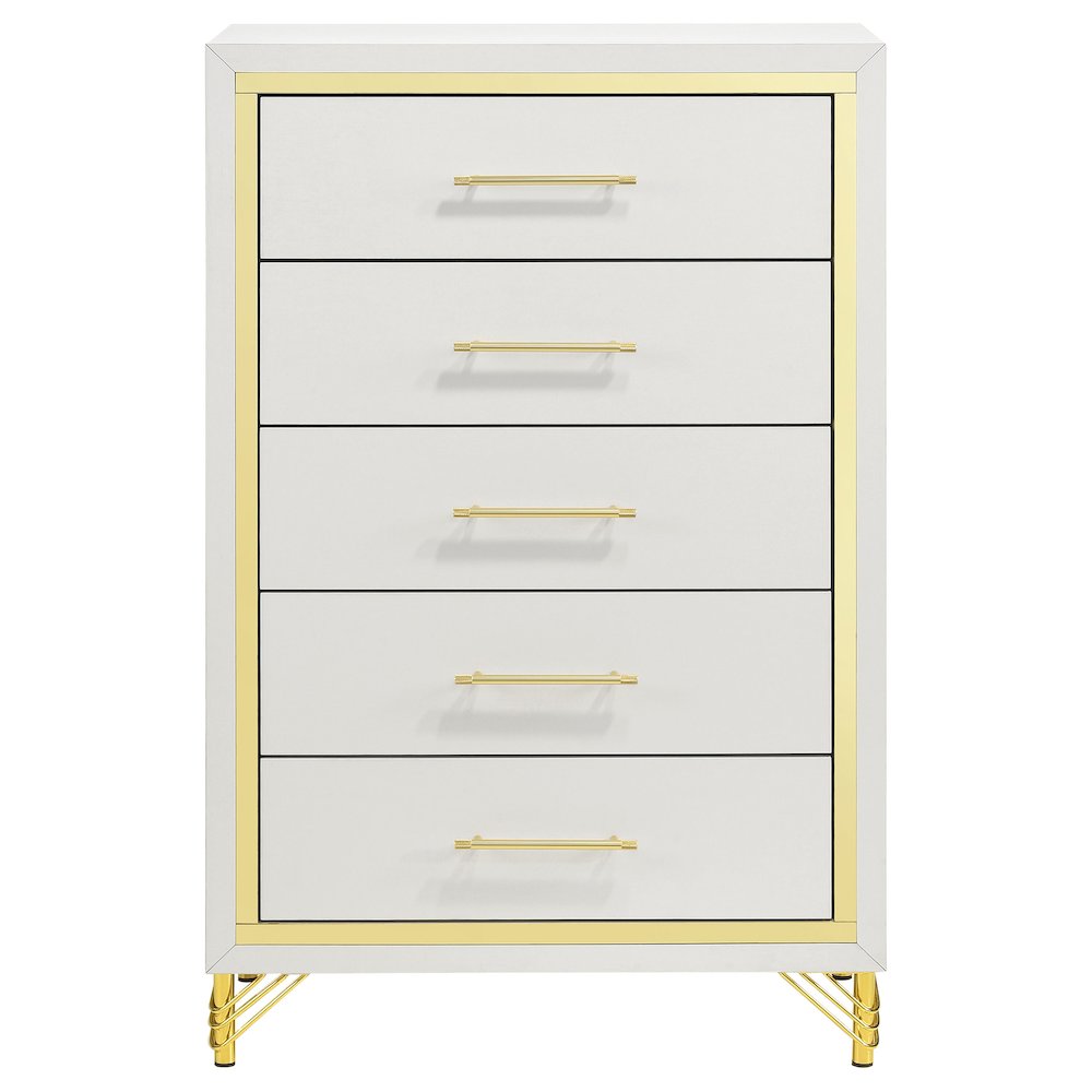 Lucia 5-drawer Bedroom Chest of Drawers White. Picture 3