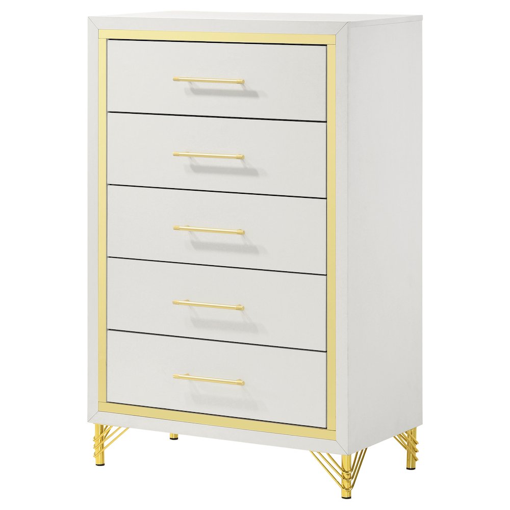 Lucia 5-drawer Bedroom Chest of Drawers White. Picture 4