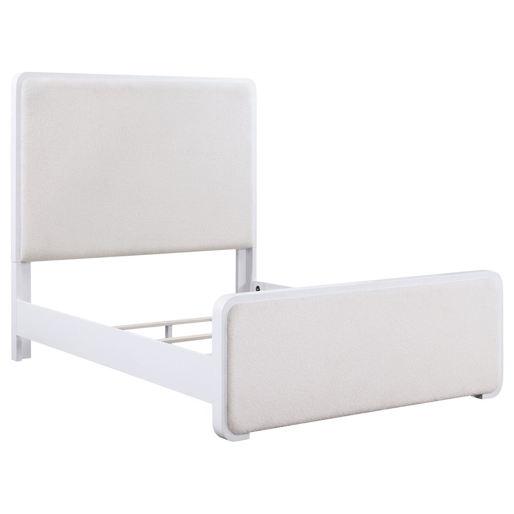Anastasia Upholstered Eastern King Panel Bed Pearl White. Picture 1