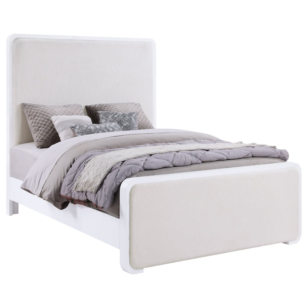 Anastasia Upholstered Eastern King Panel Bed Pearl White. Picture 3