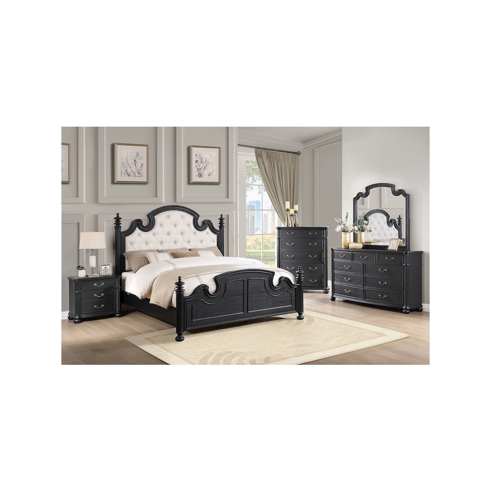 Celina 5-drawer Bedroom Chest Black. Picture 12
