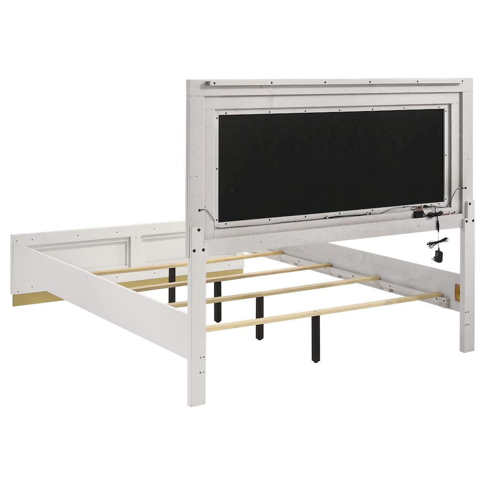 Caraway Wood Eastern King LED Panel Bed White. Picture 4