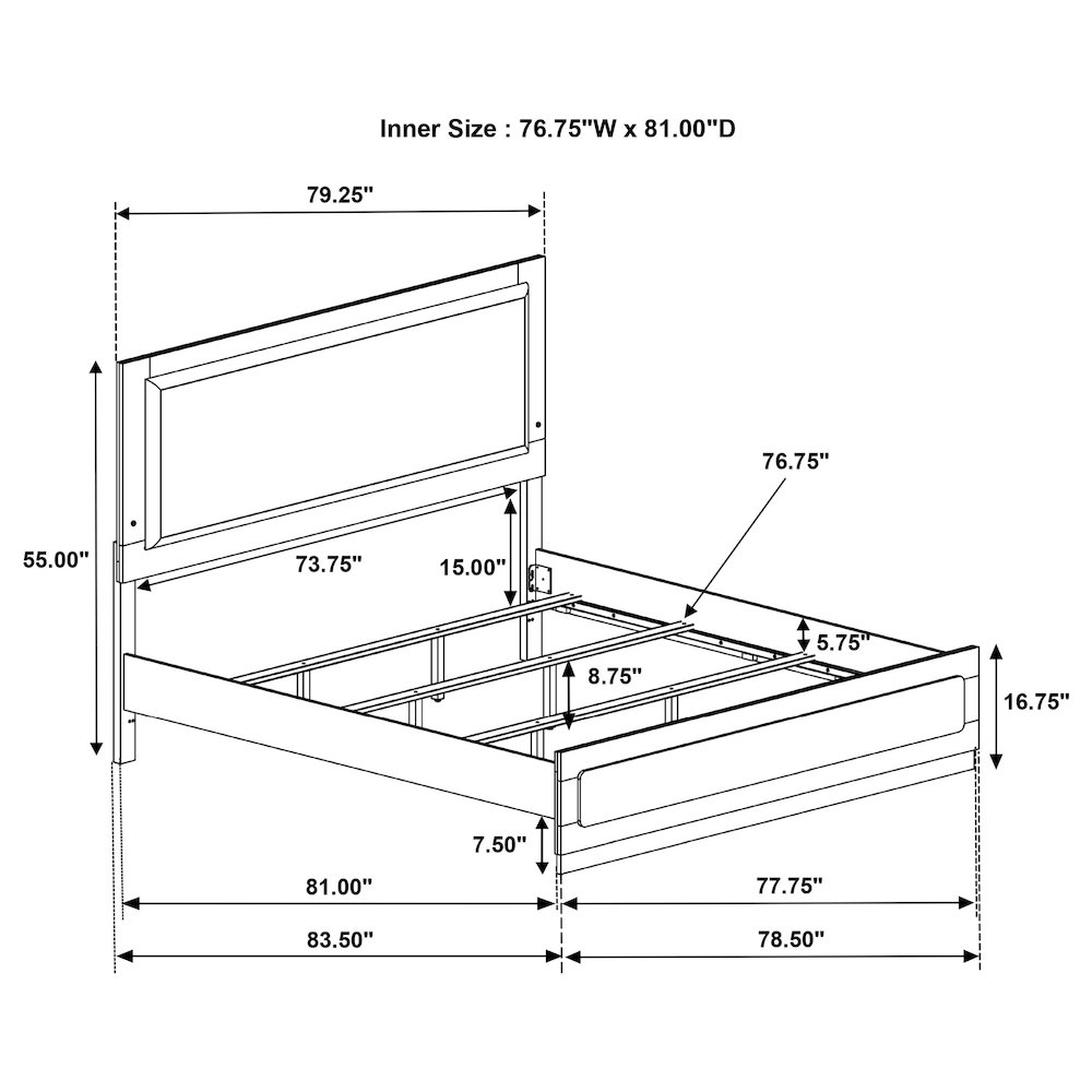 Caraway Wood Eastern King LED Panel Bed White. Picture 9
