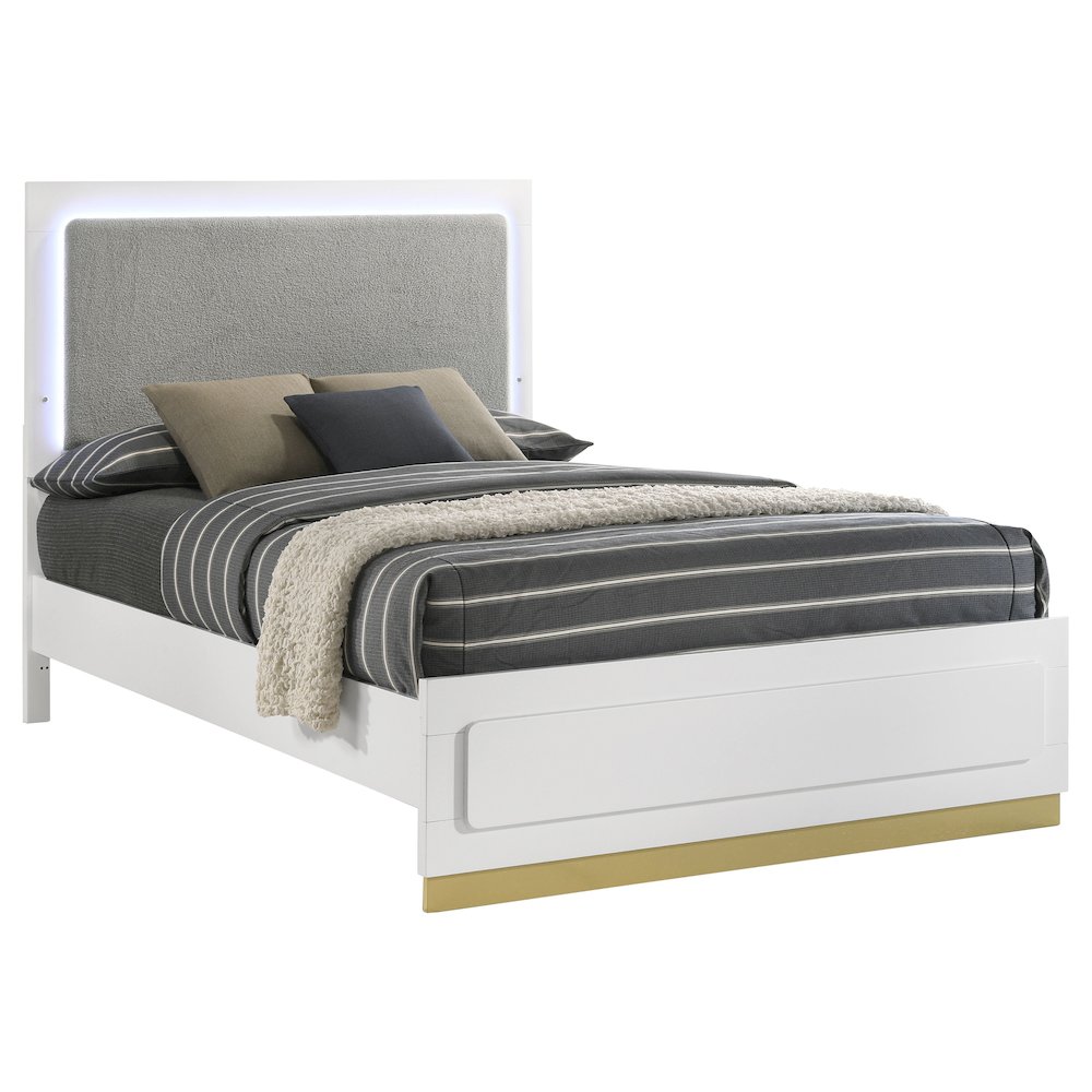 Caraway Wood Queen LED Panel Bed White. Picture 3
