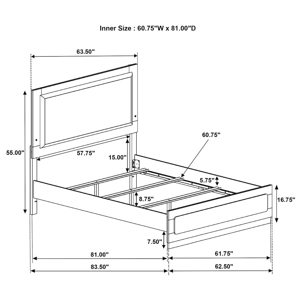 Caraway Wood Queen LED Panel Bed White. Picture 9
