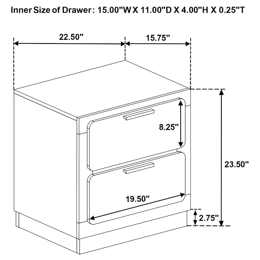 Caraway 2-drawer Nightstand White. Picture 15