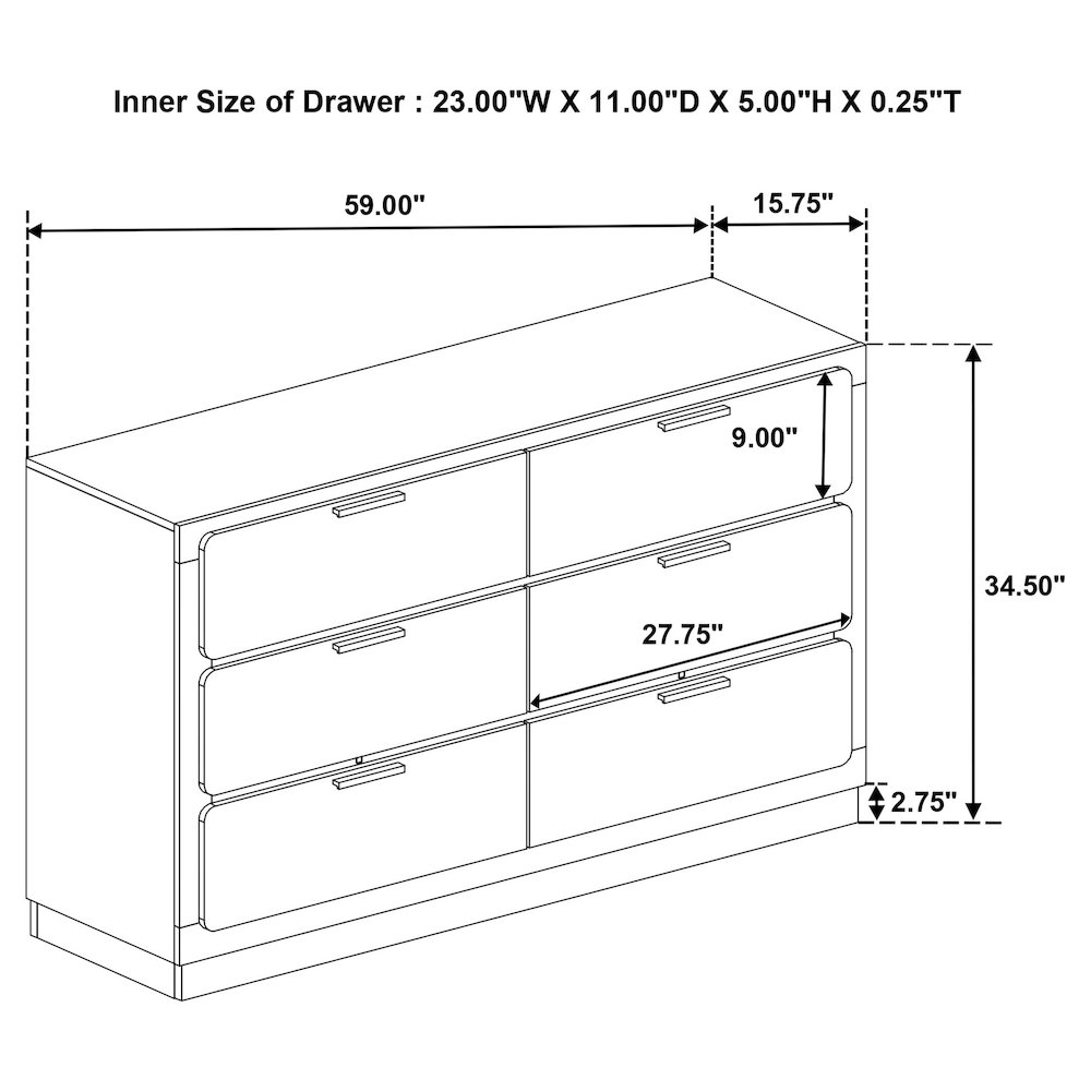 Caraway 6-drawer Dresser White. Picture 15