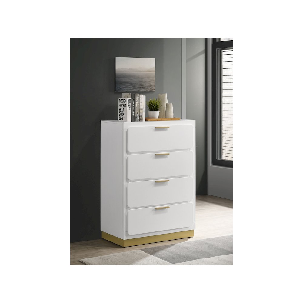 Caraway 4-drawer Bedroom Chest White. Picture 10