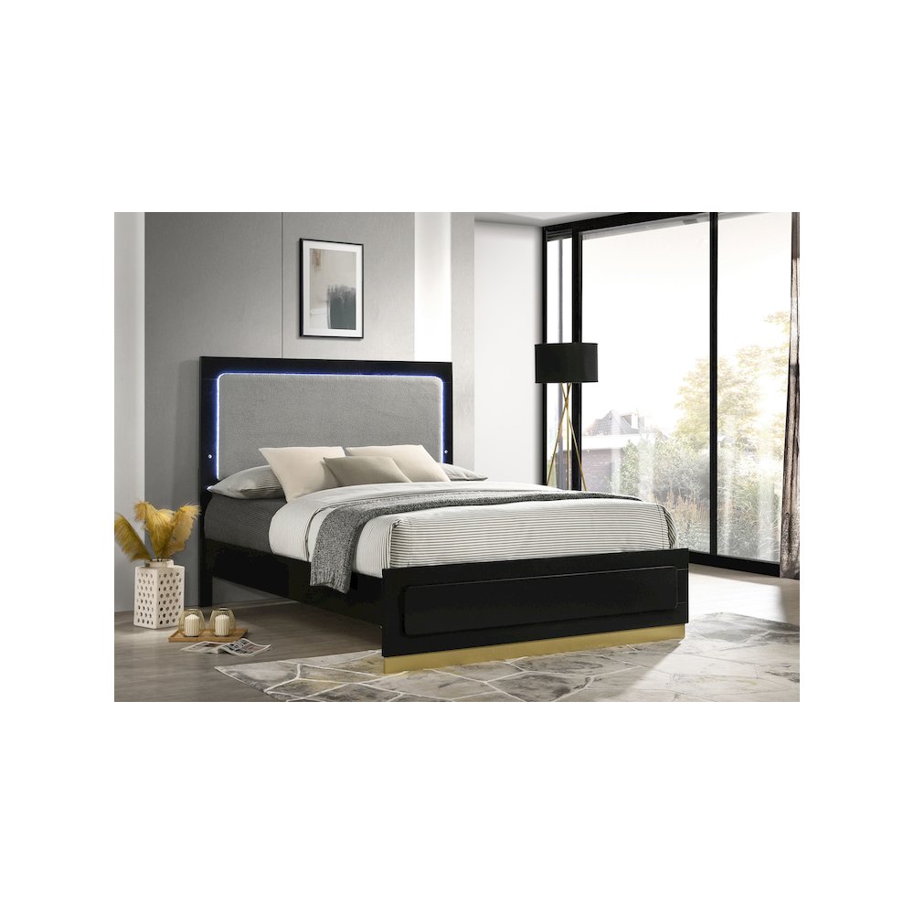 Caraway Wood California King LED Panel Bed Black. Picture 5