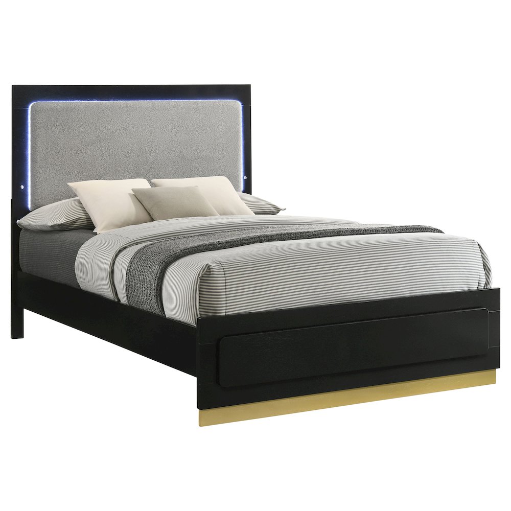 Caraway Wood California King LED Panel Bed Black. Picture 3