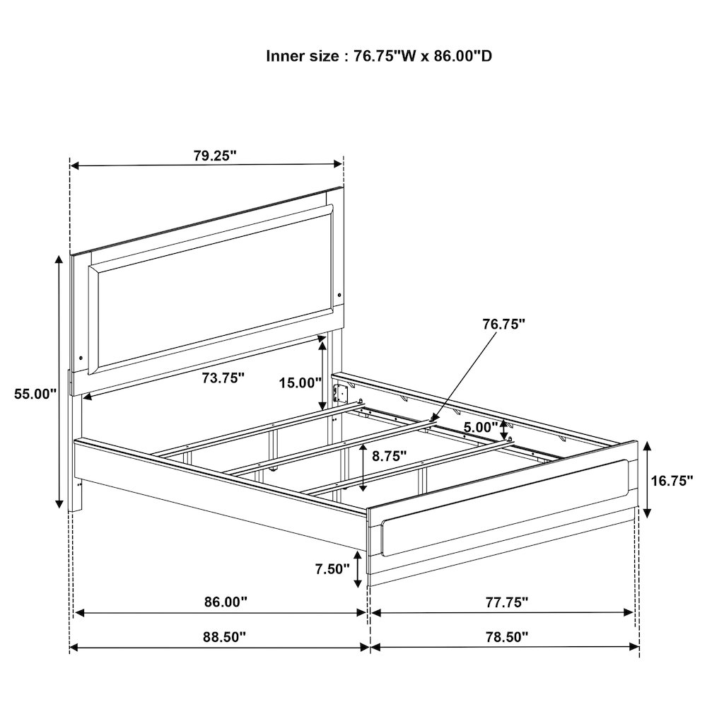Caraway Wood California King LED Panel Bed Black. Picture 9